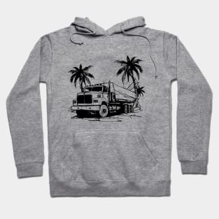 black and white heavy truck vintage - palm tree Hoodie